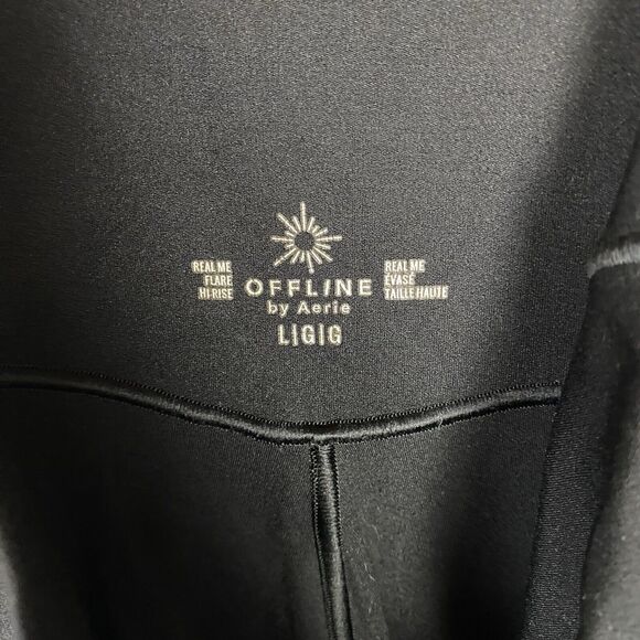 Offline By Aerie Real Me Super Flare Hi Rise Crossover Leggings V Front Black L - Picture 6 of 6